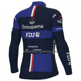 Wielershirt 2023 Groupama FDJ Lange Mouw Zwart Blauw